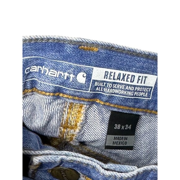 NWT Carhartt Men Relaxed Fit 5 Pocket Jean 38x34 Heavyweight Denim Straight Leg - Picture 5 of 6